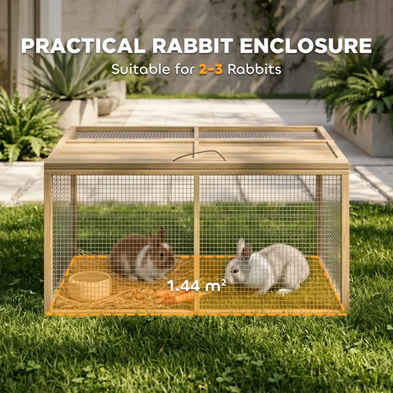Folding Wooden Rabbit Exercise Pen – Natural, 120cm