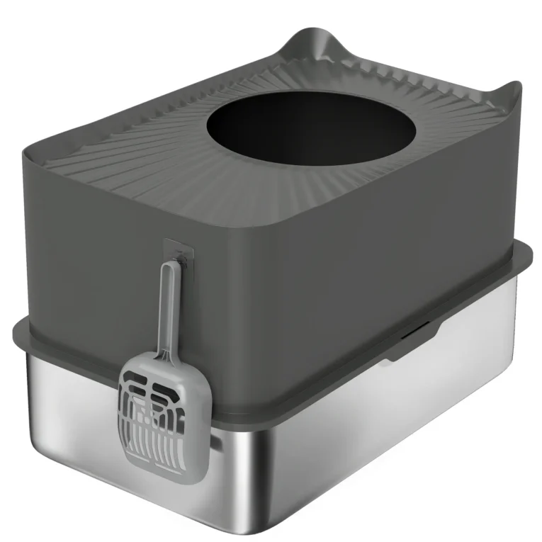 Stainless Steel Enclosed Cat Litter Box – Dark Grey