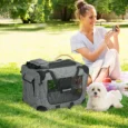 Folding Fabric Pet Carrier with Three Access Openings – Grey
