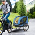Dog Bicycle Trailer with Hitch and Visibility Flag – Blue and Black