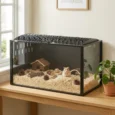 Steel Hamster Habitat with Clear Panels – Black, 105cm