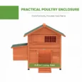 Raised Wooden Hen House with Nest Box and Perches – Orange, 113.5cm