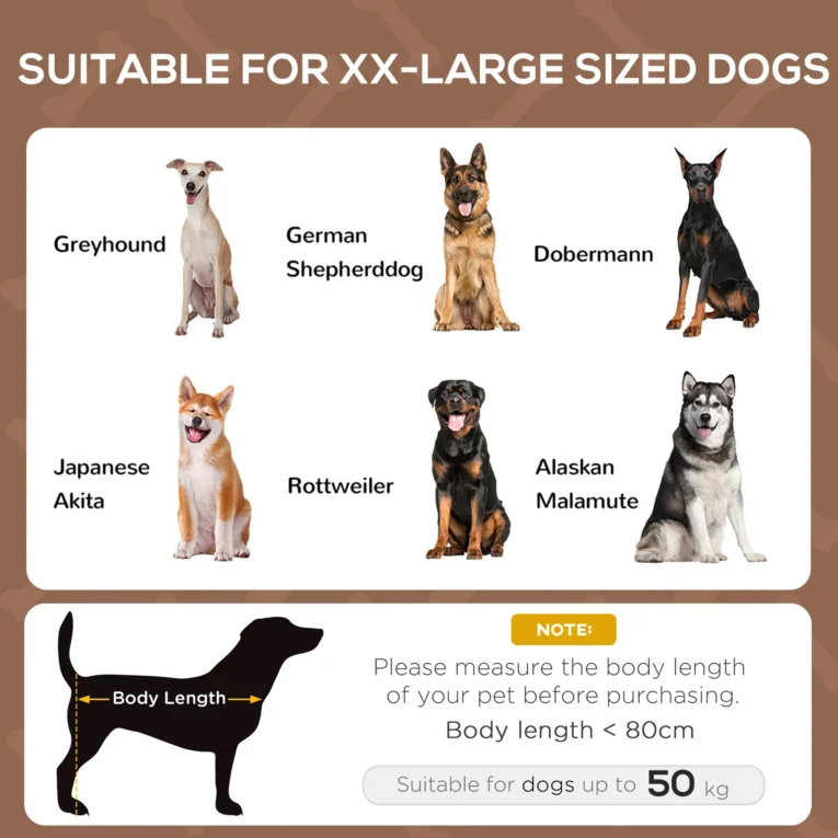 Raised Dog Bed with Canopy – Brown, 122 × 92cm