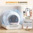 Automatic Cat Litter Tray 65L Self-Cleaning APP Control – White, Grey