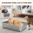 XL Steel Cat Litter Box with Flip Lid and Dual Access – Light Grey