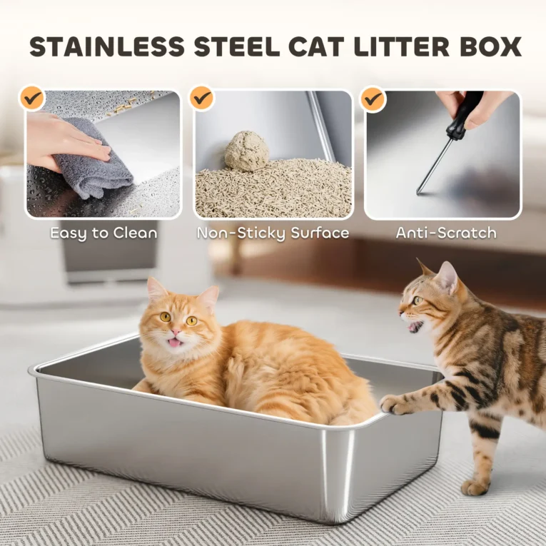 XL Steel Cat Litter Box with Flip Lid and Dual Access – Light Grey XL Steel Cat Litter Box with Flip Lid and Dual Access – Light Grey