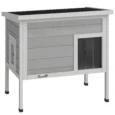 Insulated Wooden Cat Shelter with Escape Door – Grey, 68cm