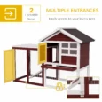 Wooden Rabbit Hutch with Side Run and Tray – Brown and White
