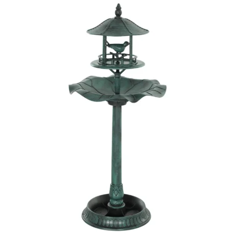 Garden Bird Bath with Planter Base – Green, 113cm