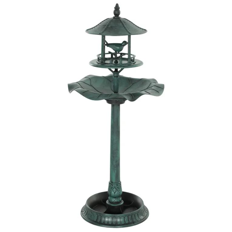 Garden Bird Bath with Planter Base – Green, 113cm