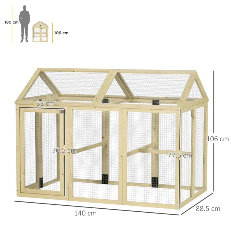 Large Chicken Run Wooden Coop Natural Finish – Natural Wood Finish