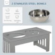 Raised Double Dog Bowl Stand – Grey, 0.9L Bowls