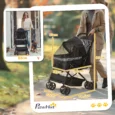 Folding Pet Stroller with Reversible Handle – Black, Under 10kg