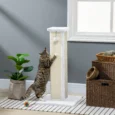 81cm Tall Sisal Cat Scratching Post with Hanging Ball – White