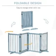 Four-Panel Freestanding Wooden Pet Gate – Blue, 80cm