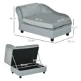 Pet Sofa with Under-Seat Storage – Light Grey, 76cm