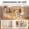 Three-Panel Folding Wooden Dog Gate – Natural, 150cm