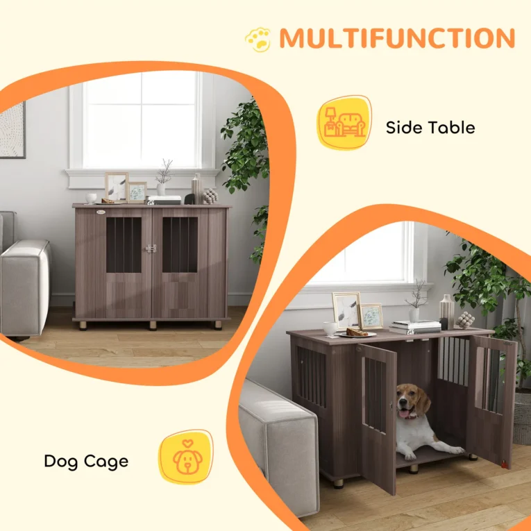 Furniture Dog Crate with Double Doors – Purple, 95cm