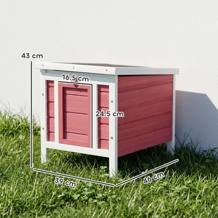 Wooden Rabbit Hutch 51x42x43cm – Red