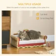 Cat Cardboard Scratcher Sofa Bed with Catnip 58x29cm – Brown and claret