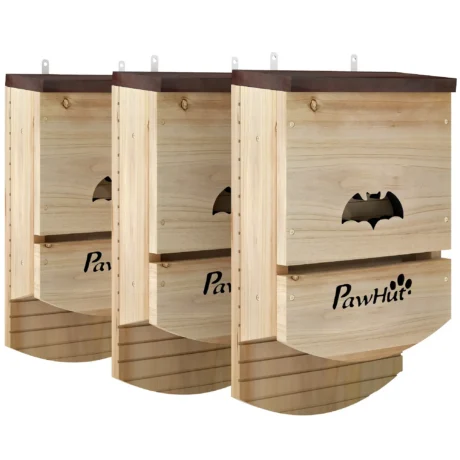 Two-Chamber Wooden Bat Boxes with Hanging Hooks – Pack of Three