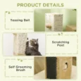 Jute Scratching Post with Grooming Brushes – Beige, 79cm
