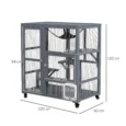 Wooden Indoor Cat Enclosure with Hammock and Wheels – Light Grey