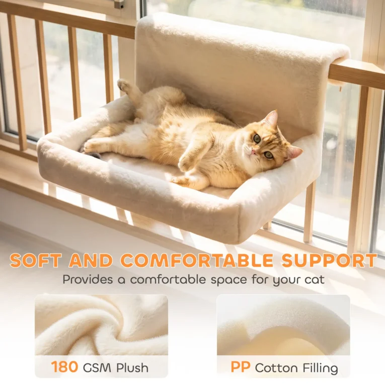 Cat Radiator Hammock Foldable Metal Frame – Cream White