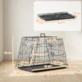 Compact Folding Car-Boot Dog Crate with Tray – Black, 76cm