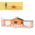 Wooden Rabbit Hutch with Twin Side Runs and Tray – Orange, 309cm