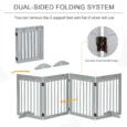 Four-Panel Freestanding Wooden Dog Gate – Light Grey, 204cm