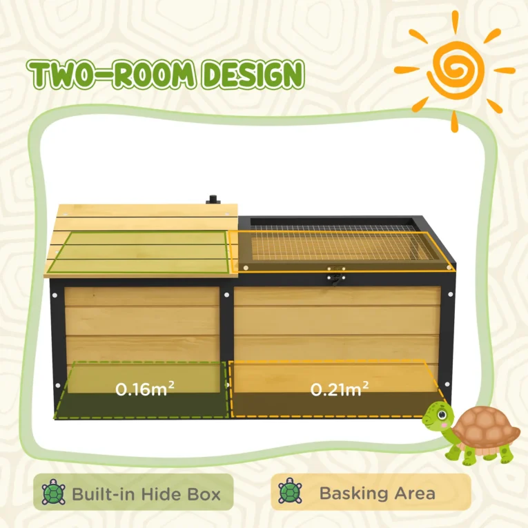 Wooden Tortoise House Reptile Shelter Hide Den – Yellow