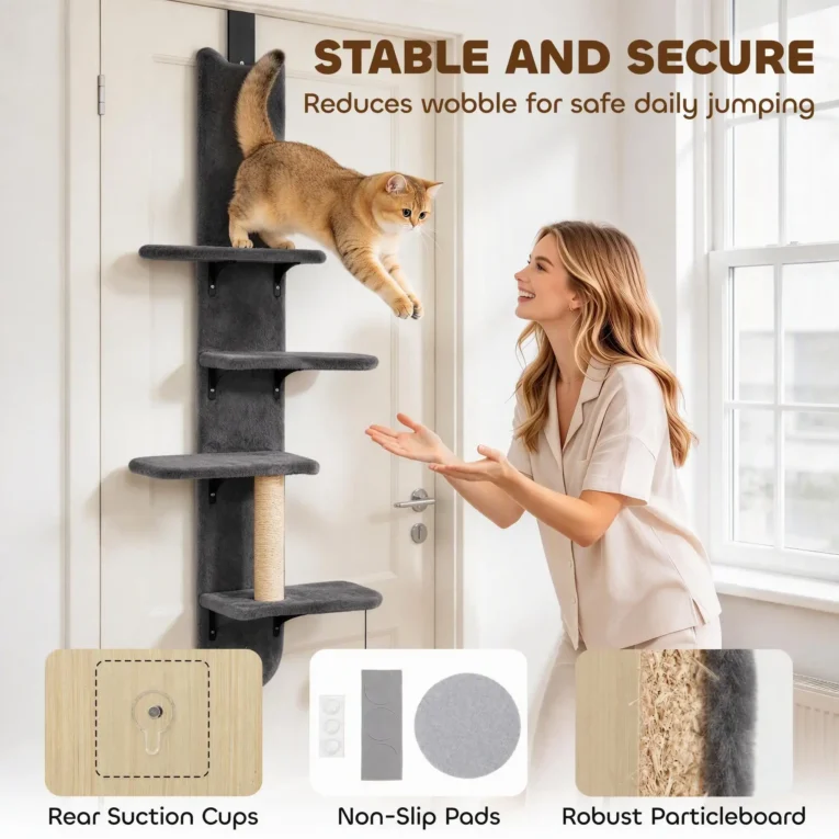 Over Door Cat Climber 4-Level Shelf – Dark Grey