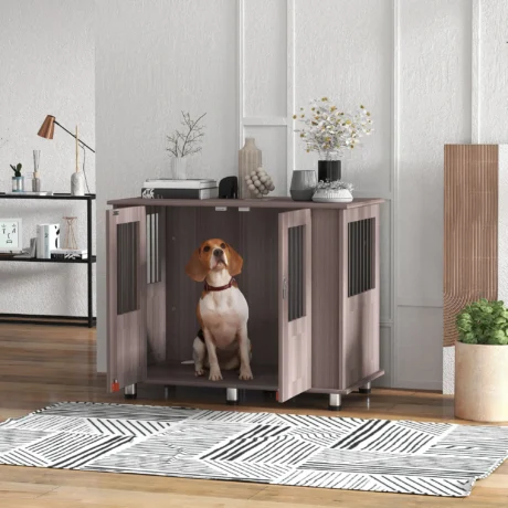 Furniture Dog Crate with Double Doors – Purple, 95cm