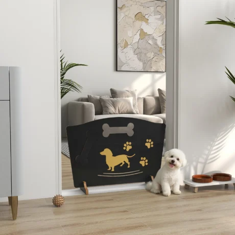 Freestanding Wooden Dog Barrier &ndash; Black, 75 &times; 51cm &ndash; detail 2