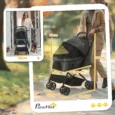 Folding Pet Stroller with Reversible Handle – Grey, 10kg