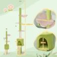 Adjustable Floor-to-Ceiling Cat Tree with Hammock – Green