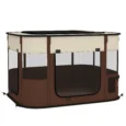 Folding Fabric Pet Playpen – Brown, 84cm