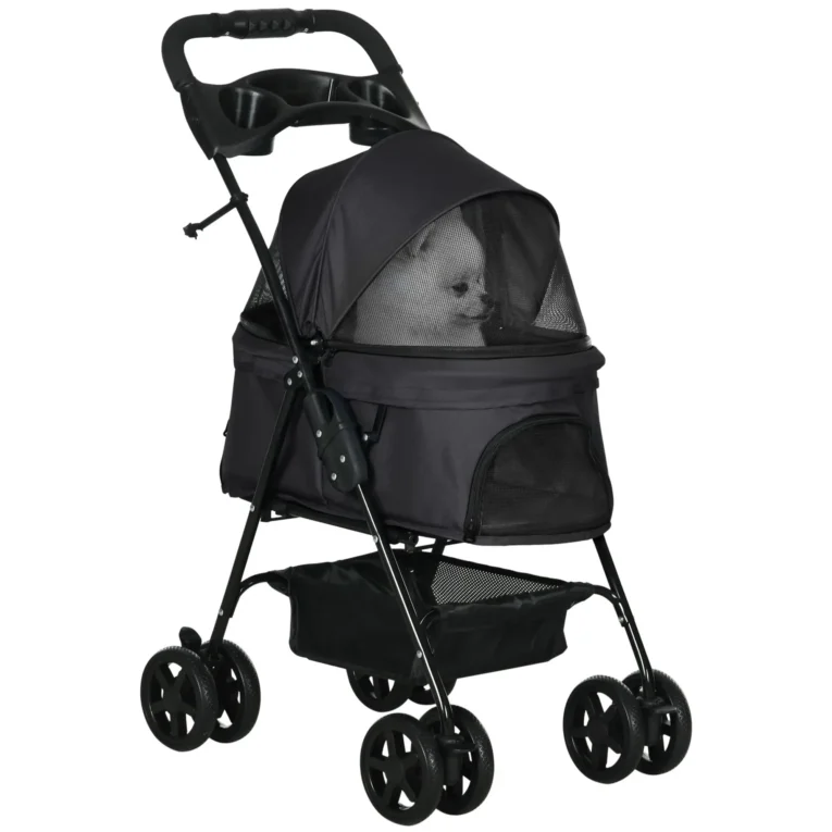 Dog Pram Foldable Pet Stroller with 4 Wheels – Black