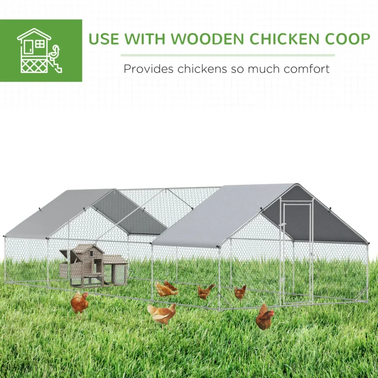 Walk-In Poultry Run with Covered Section – 3 × 8m