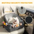 Padded Dog Car Booster Seat with Storage Pockets – Grey, 50cm