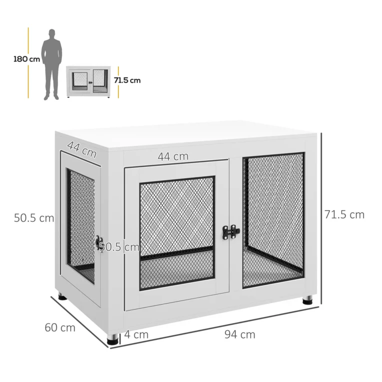 2-in-1 Dog Cage and Side Table Large Dogs – White and black