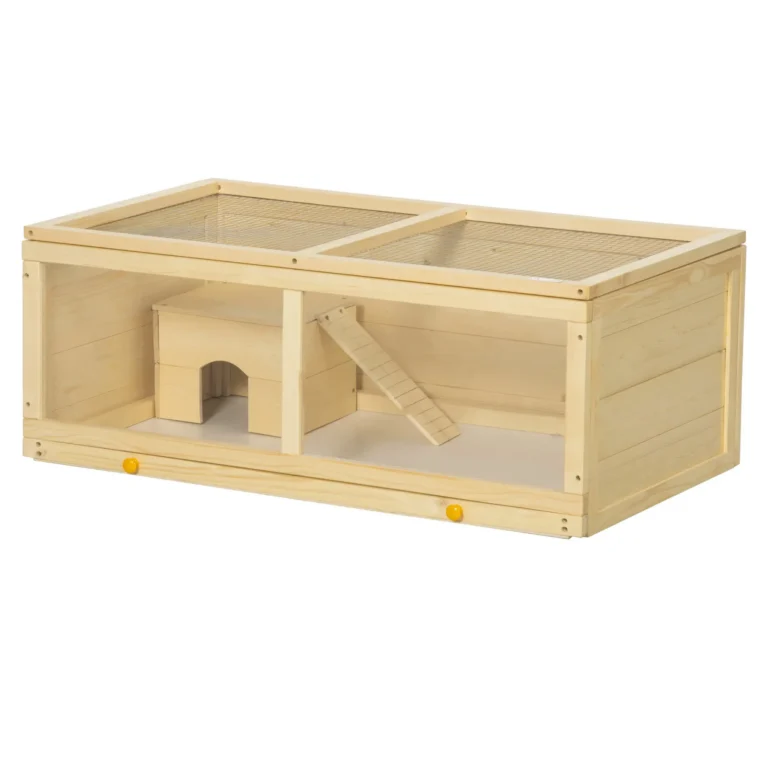 Wooden Hamster Habitat with Sliding Tray – Natural, 100cm Wooden Hamster Habitat with Sliding Tray – Natural, 100cm