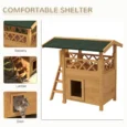 Outdoor Cat House Natural Wood 77x50x73cm – Natural wood finish, Green