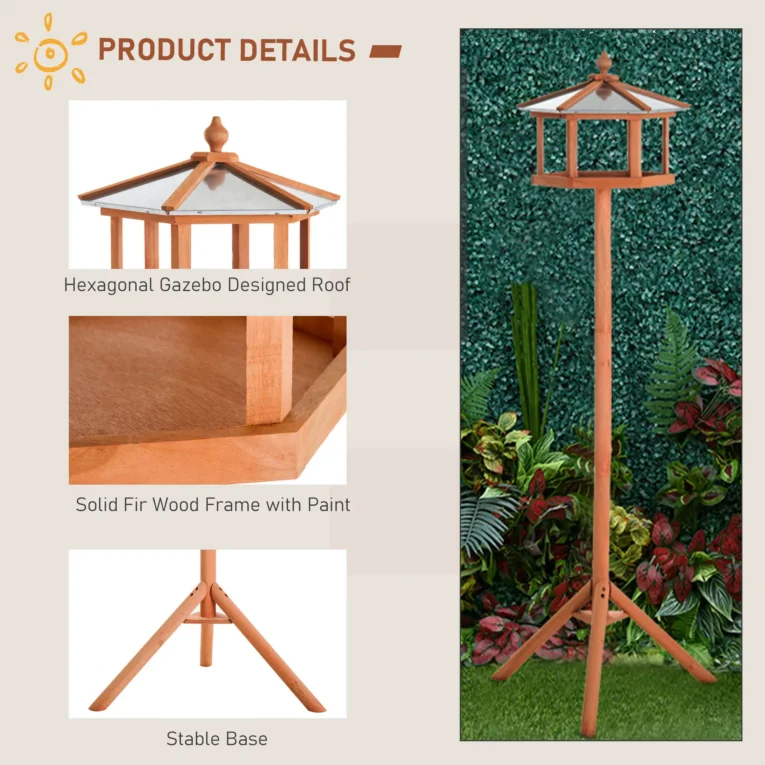 Wooden Garden Bird Table with Pitched Roof – 153cm