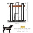 Auto-Closing Pet Gate with Cat Flap – Black, 74–80cm