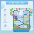 Five-Level Hamster Habitat with Full Tunnel Loop – Blue, 47 × 30 × 59cm