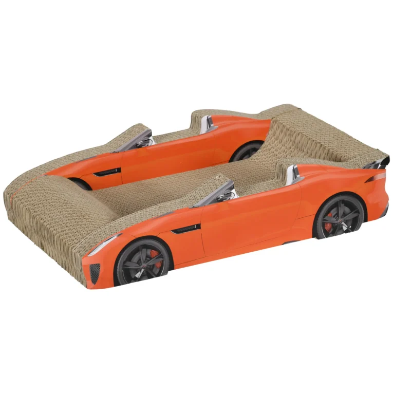 Car-Shaped Cardboard Cat Scratcher with Catnip – Red, 50cm