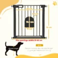 Dog Gate with Cat Flap 75-82 cm Auto Close – Black