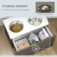 Raised Double Dog Feeder with 21L Drawer – Grey